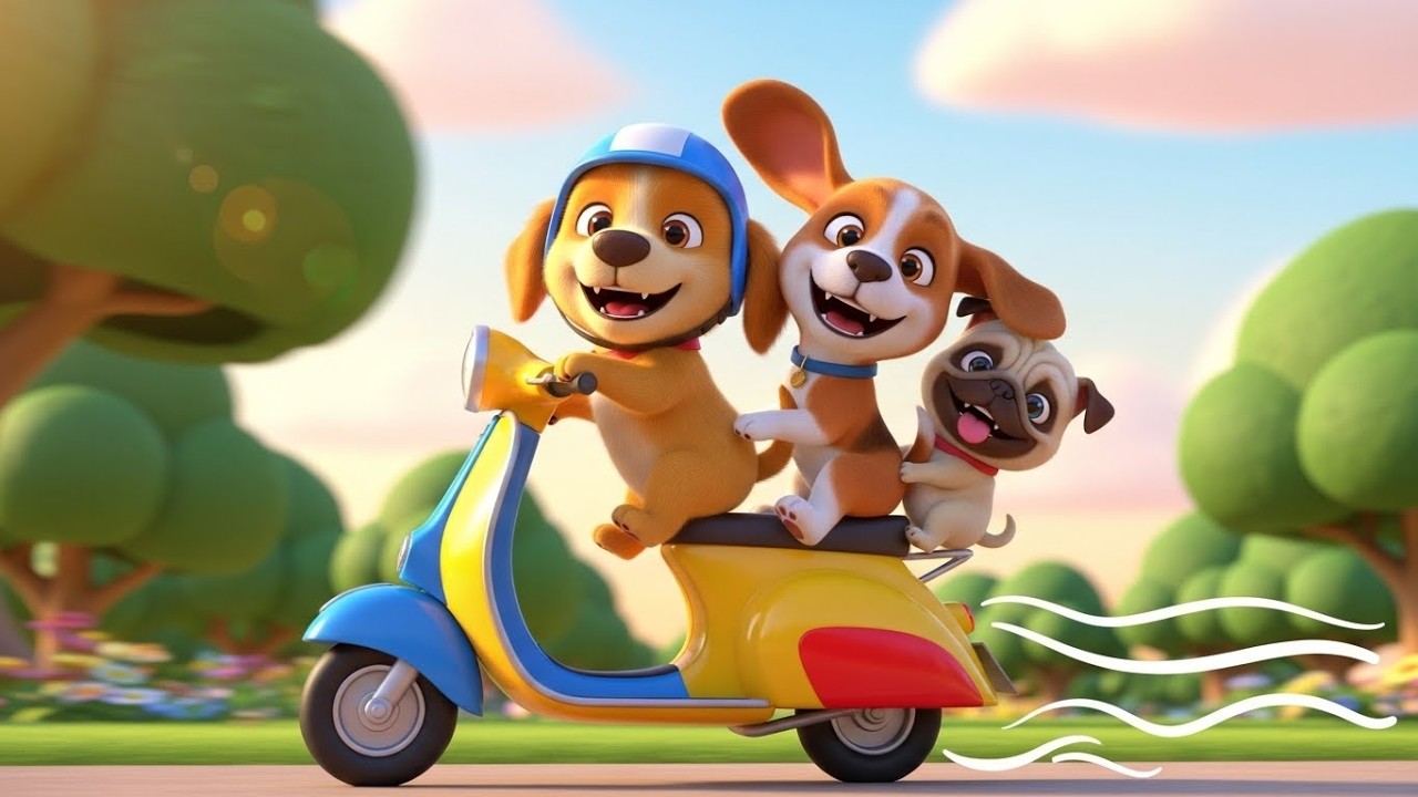 Три маленьких щенка на самокате 🐶🛴😄 | Мультфильм для детей и весёлые приключения