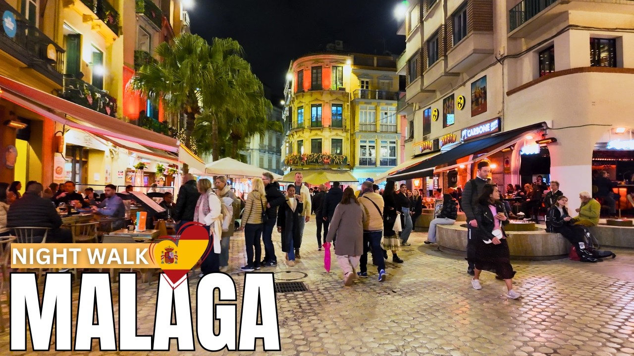 Malaga, Spain Walking Tour 🇪🇸 | Magical Night Walk Through City Streets!