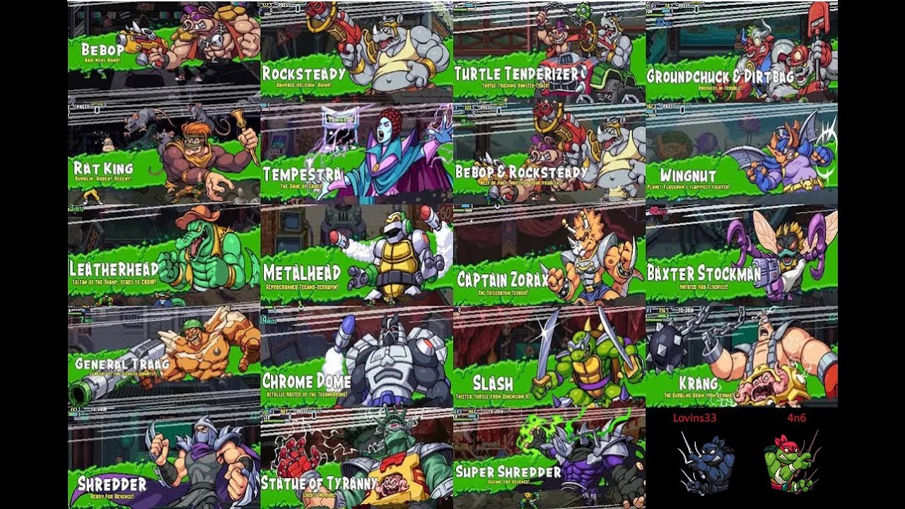 TMNT Shredder's Revenge Most Savage Gnarly Boss Fights Raph by Lovins33 and 4n6