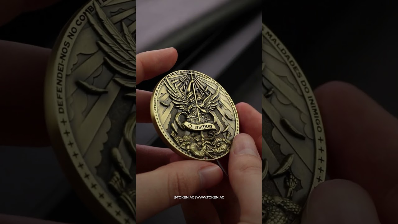 Santo Expedito, São Miguel Arcanjo e São Bento | Challenge Coins Exclusivas | TOKEN.AC