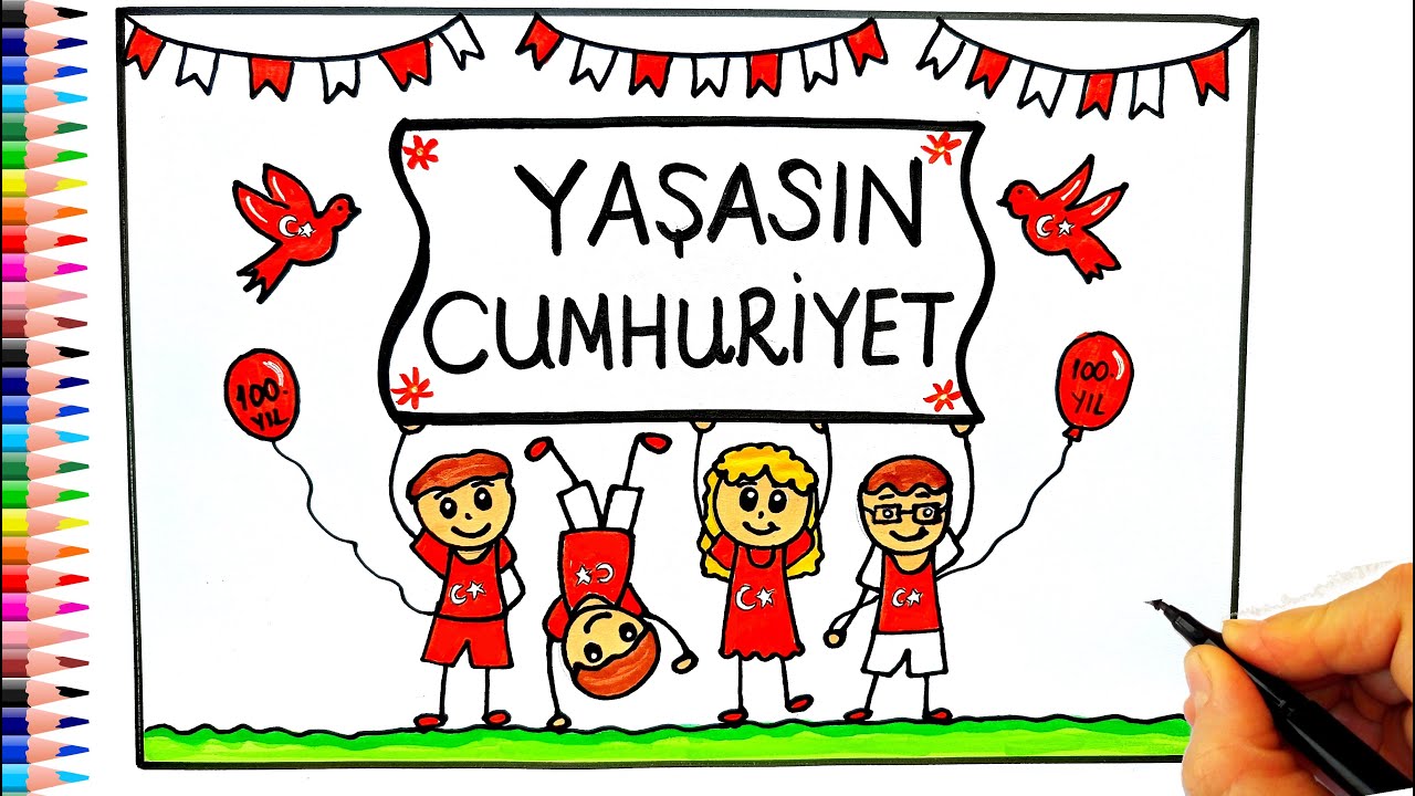 29 EKİM CUMHURİYET BAYRAMI RESMİ ÇİZİMİ 🎈 CUMHURİYET BAYRAMI RESMİ ÇİZİMİ - 29 EKİM RESİM ÇİZİMİ