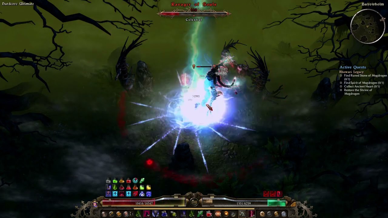 [HC] Grim Dawn - Witch Hunter, cold spam Doom Bolt vs Ravager of Souls in 2min 52s with 0 crits