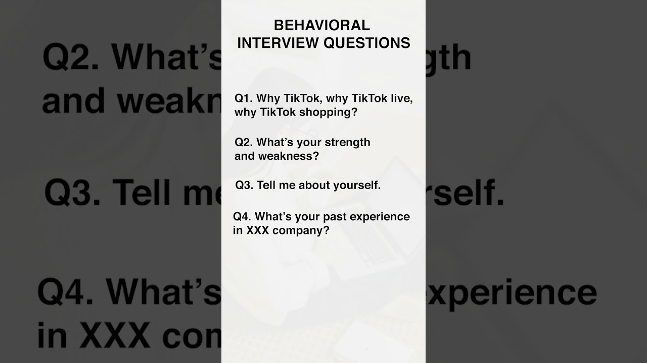 Tiktok Top 20 Interview Question: Behavioral Interview Questions #shorts #tiktok #tiktokinterview
