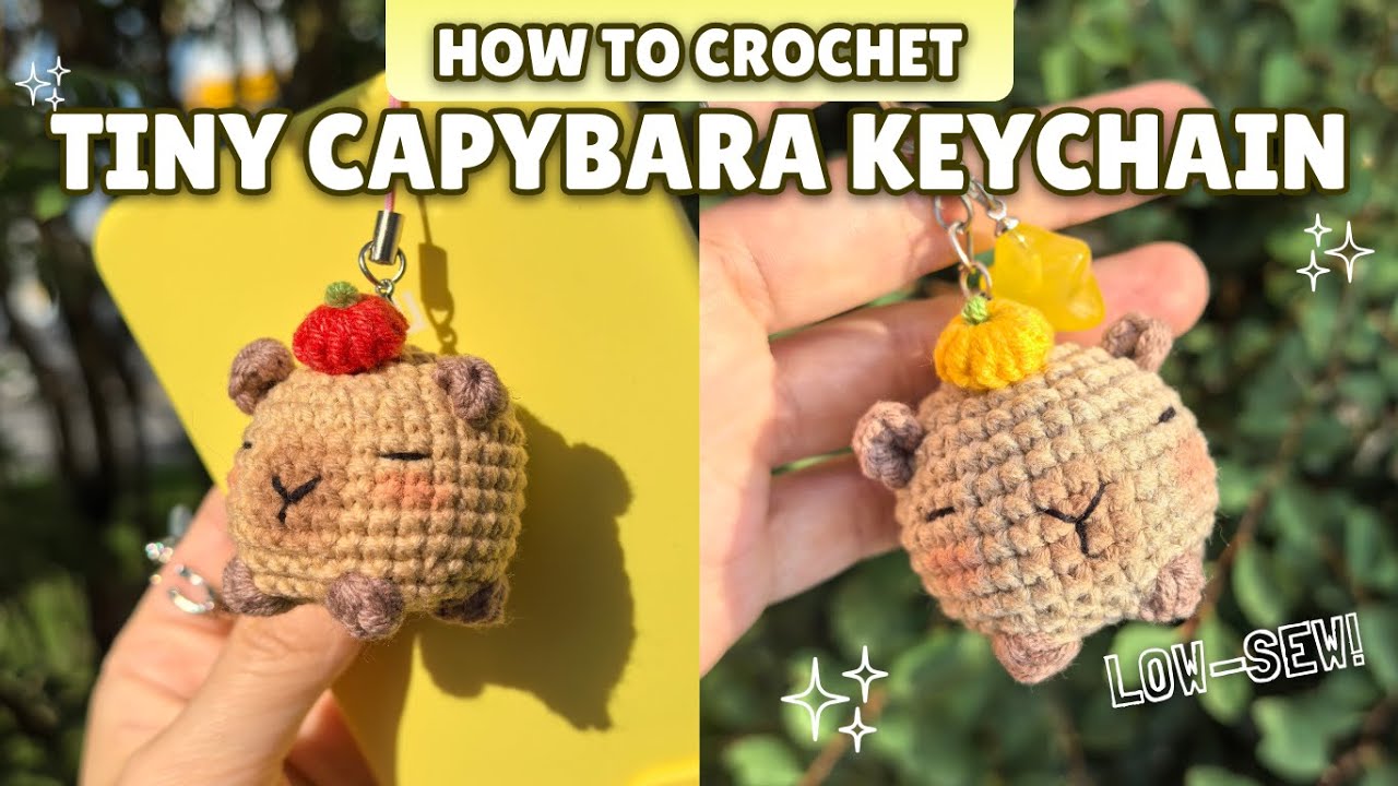 How to Crochet Cute Mini Capybara Keychain Free Amigurumi Tutorial (beginner friendly) + PDF pattern