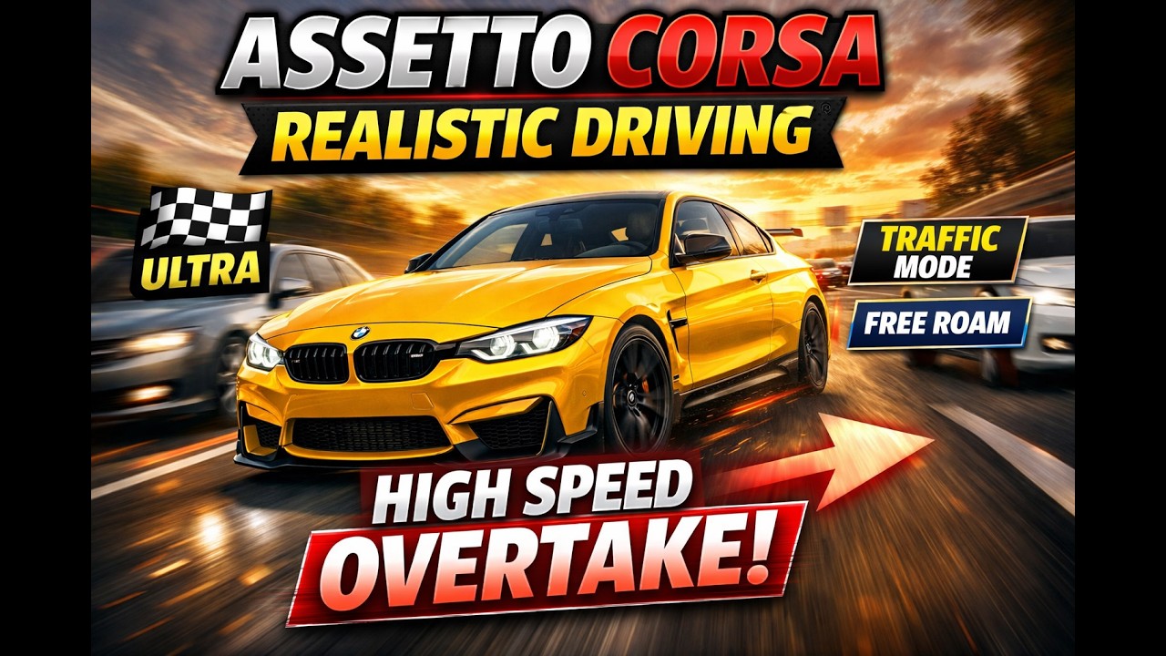 Assetto Corsa Realistic Car Driving | High Speed Overtake Traffic Gameplay@DXMAJID #foryou #pcgame