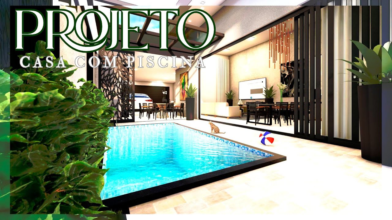🏡 Projeto de Casa com Piscina – Moderna e Funcional | Terreno 8,50 x 30,00 m