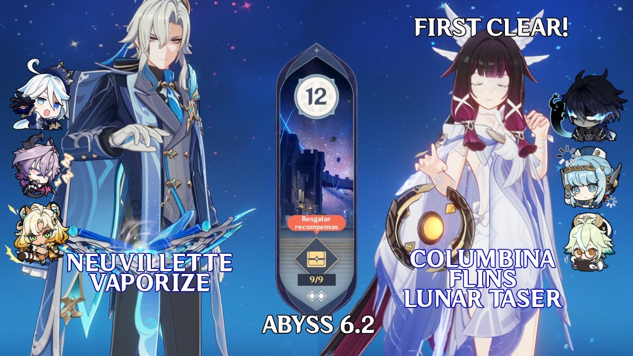 C0 Neuvillette Vaporize & C0 Columbina Flins Lunar Taser | Genshin Impact Abyss 6.2 Floor 12 9 Stars