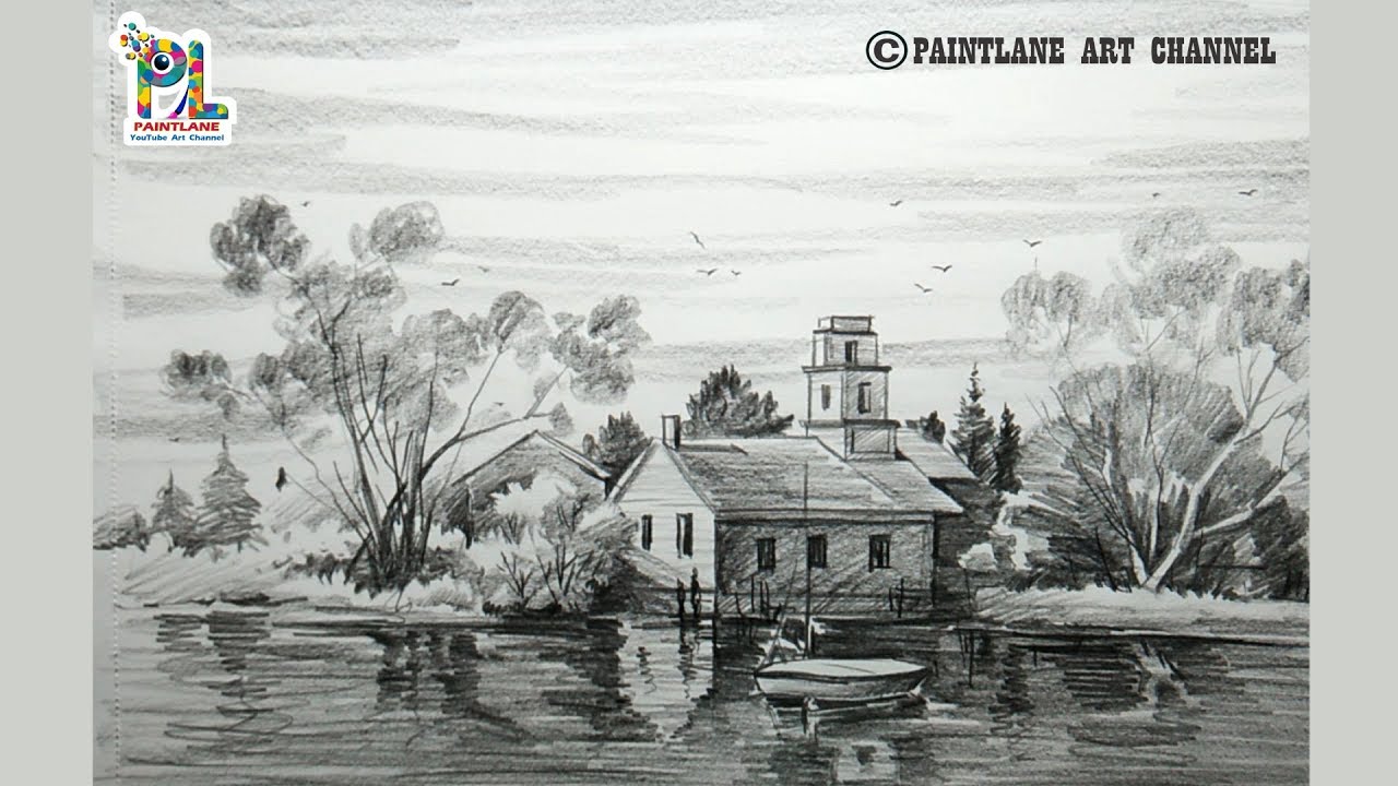 Landscape Drawing For Beginners with Simple Pencil Strokes