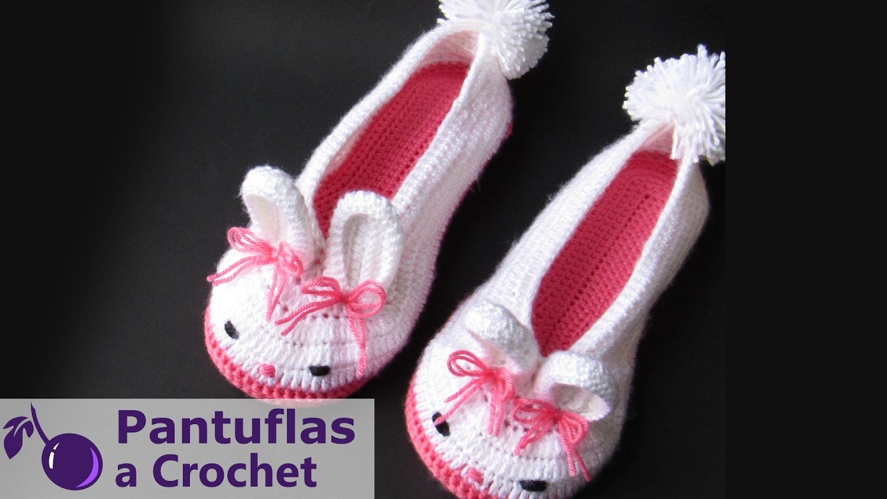 🐰CONEJITOS a tus pies! Teje lindas PANTUFLAS BABUCHAS de 🐇CONEJO a CROCHET Tutorial paso a paso