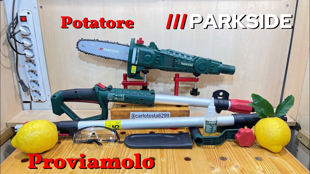 Parkside potatore ricaricabile 20 V unboxing recensione e test potatore telescopico lidl tutorial