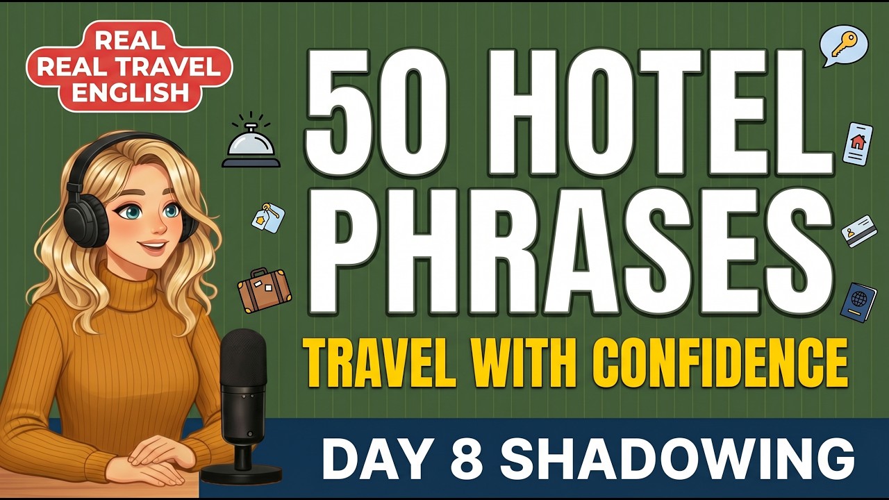 50 Hotel English Phrases for Travel | Day 8 | Shadowing Practice for Beginners