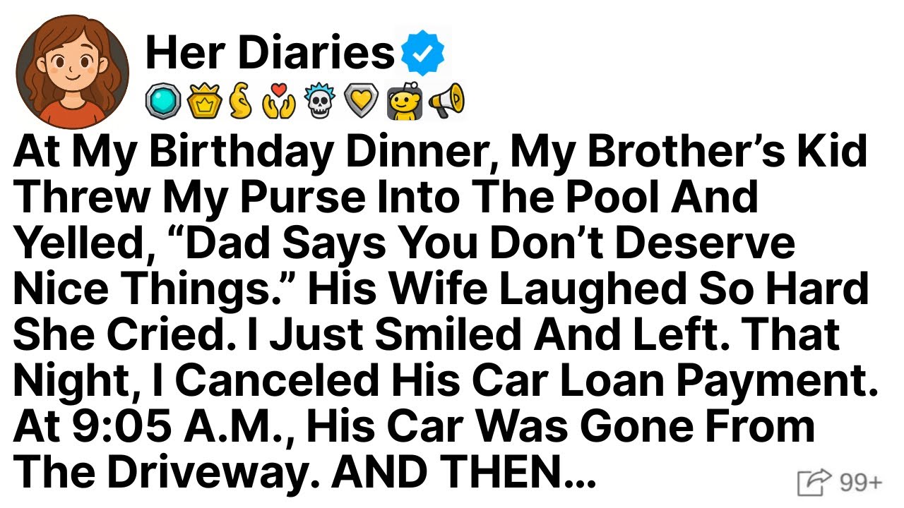 At My Birthday Dinner, My Brother’s Kid Threw My Purse Into The Pool And Yelled, “Dad Says You Don’t
