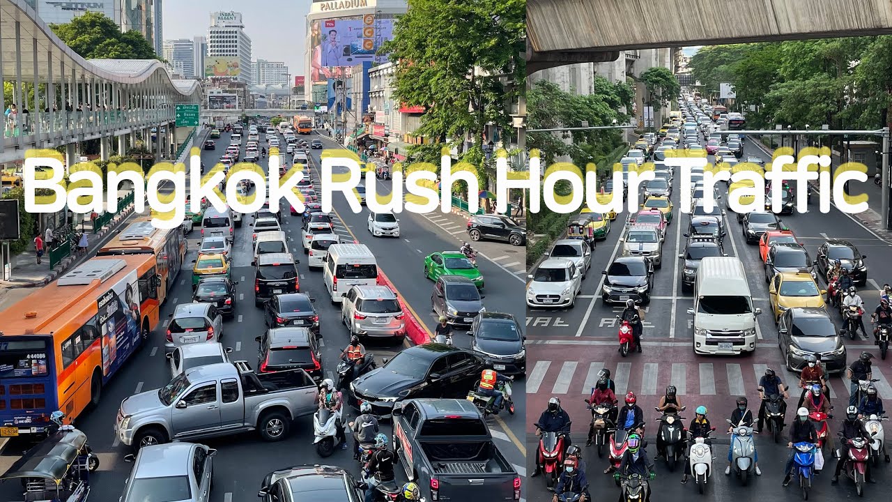 Bangkok Rush Hour Traffic for Sleeping Relaxing ASMR l No Talking l Bangkok 4-11 Travel Vlog