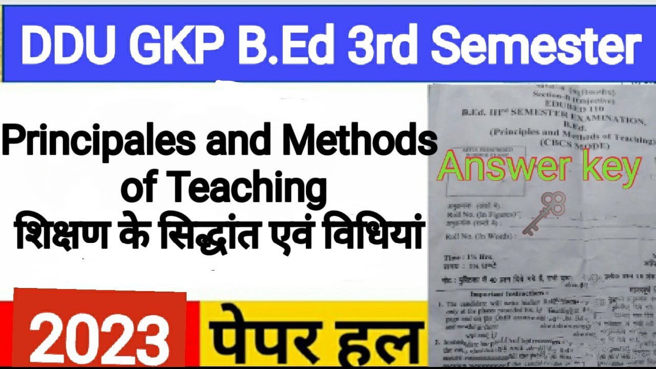 DDU GKP BEd 3rd Semester/Paper Analysis/Prenciple and Methods Of Teaching/110/@StudyCurriculum