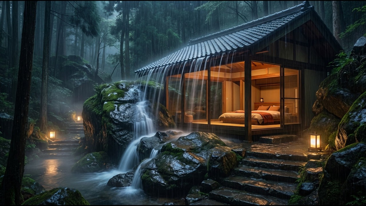 Peaceful Forest Cabin During Heavy Rain 🌲 Ultimate ASMR for Insomnia & Stress Relief