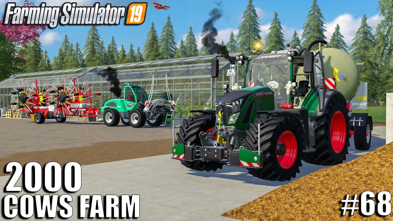 Spreading SLURRY and collecting GRASS | 2000 Cows Farm | Farming Simulator 19 | Episode 68