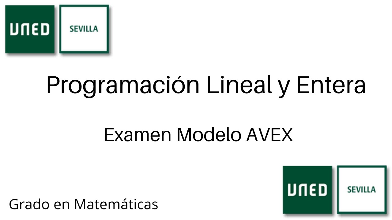 Examen Modelo AVEX | Programación Lineal y Entera | UNED