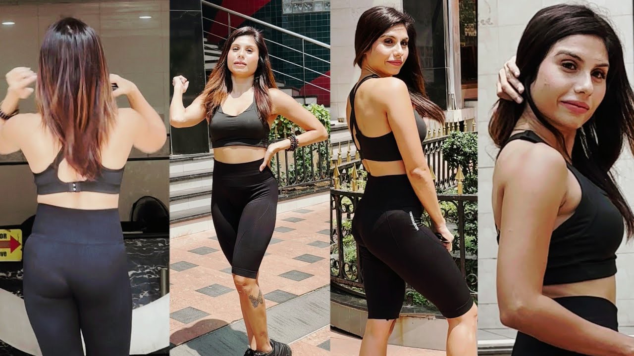 Taniya Chatterjee Looking Hot Showing her Hot Figure In Tight Gym Outfit Spotted outside Gym Andheri
