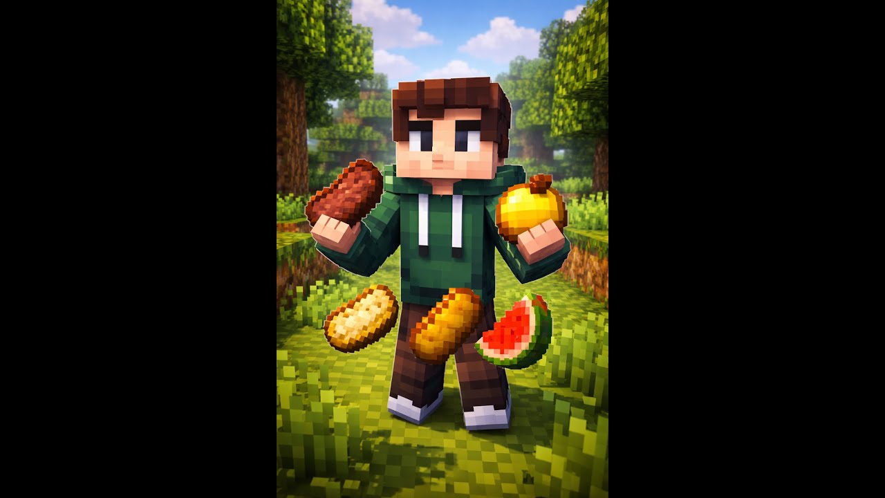 I Challenged Myself To Collect 5 Different Foods In minecraft!!