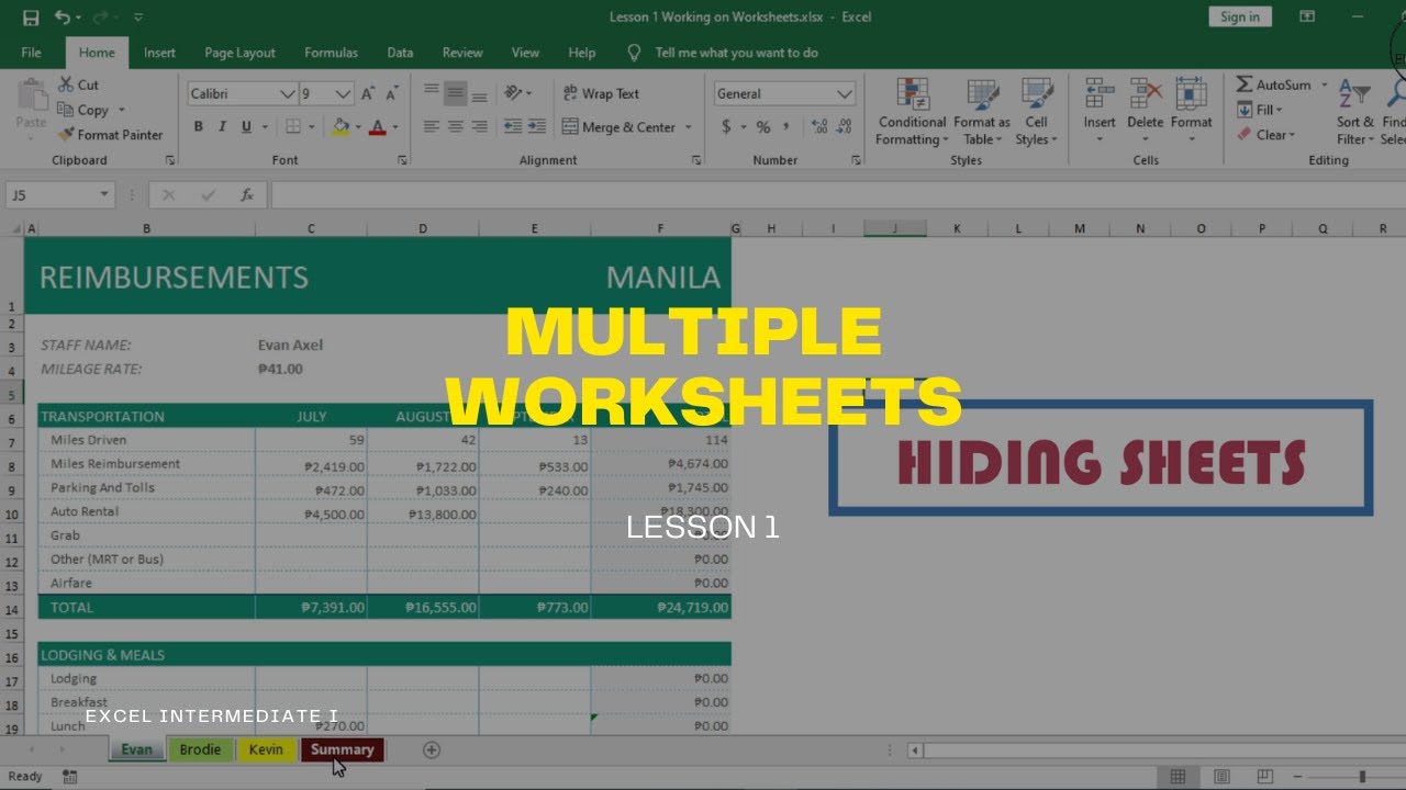 How to work on multiple worksheets in Excel | Excel Tips & Tricks