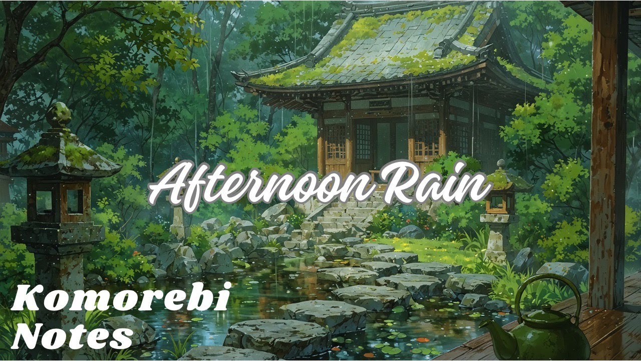 Japanese Lofi BGM🎶 / Afternoon Rain in the Japanese Garden/ Komorebi Notes/ relaxing, work, study