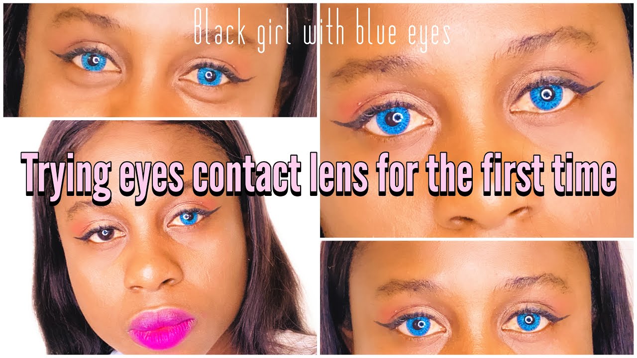 Trying blue contact lenses | Blue Eyes Contact Lens On Black Girl 🤪