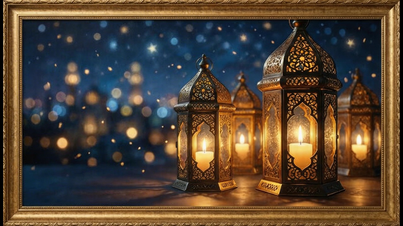 لوحة رمضانية للتلفاز ✨ أجواء دافئة وهادئة بدون موسيقى  | Ramadan Lanterns Ambience
