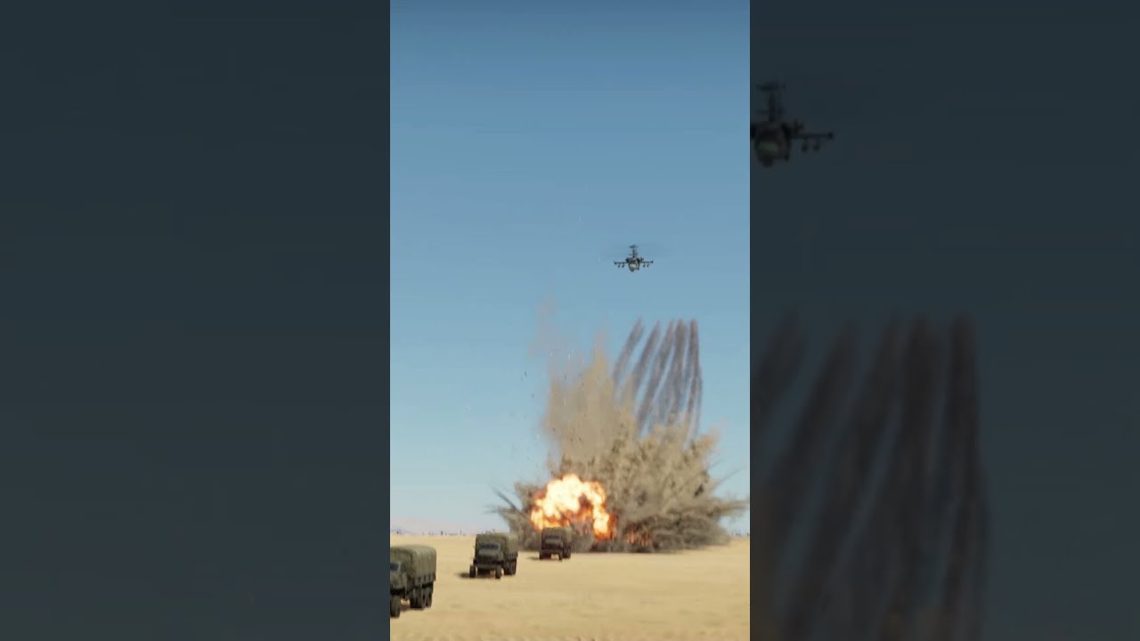 Epic Ka-52 helicopter destroys truck convoy with rockets!