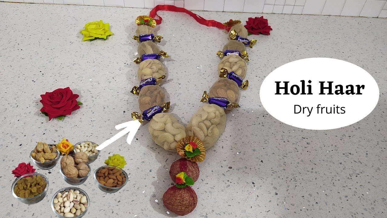 Dry Fruit Packing Idea | Holi Haar | Dry Fruit Mala| नेट और ड्राई फ्रूट से बनाए बहुत सुंदर होली माला