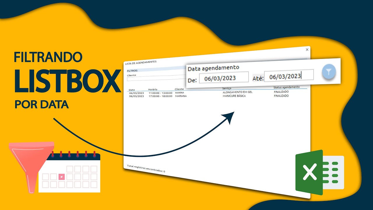 Carregando dados no controle ListBox  e filtrando dados por intervalo de datas - Excel VBA