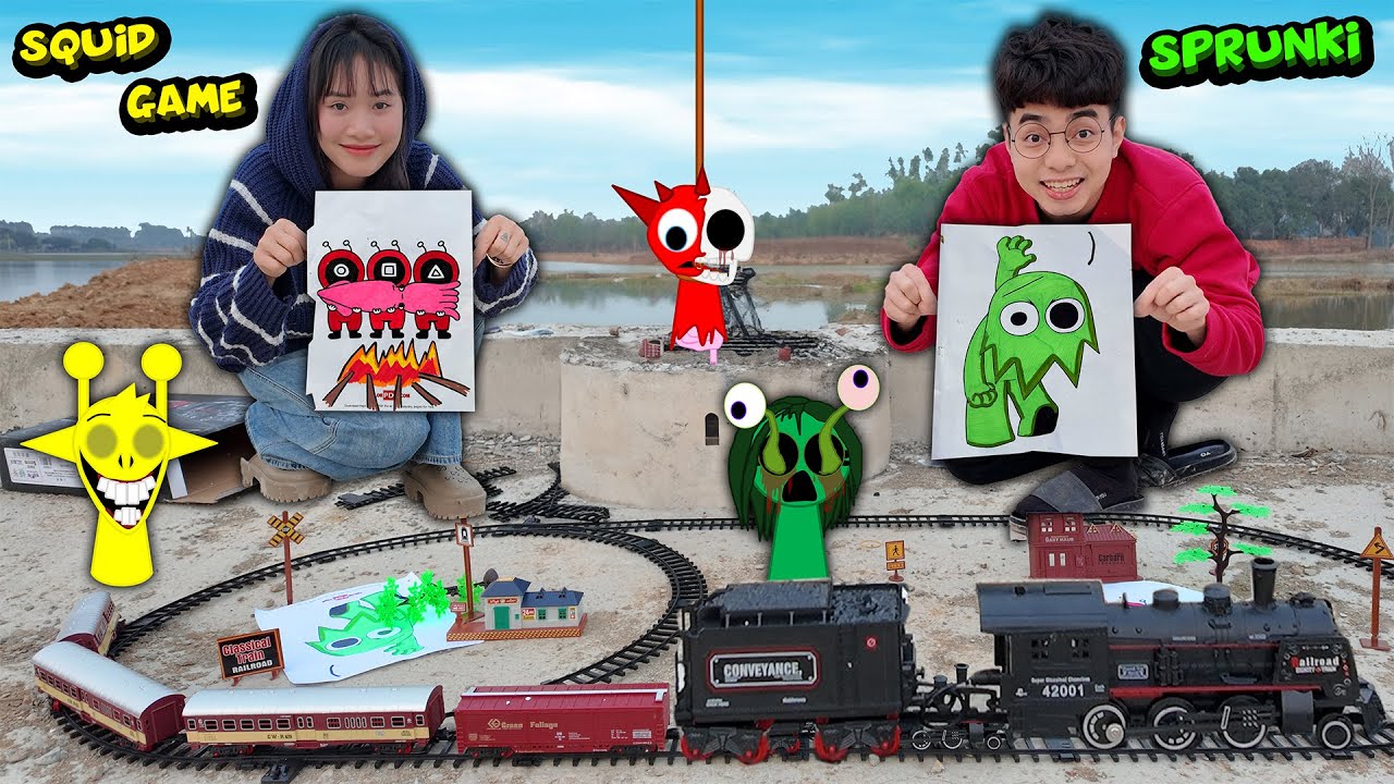 Thắng Tê Tê Hằng NGa Cuộc thi thử thách vẽ  Squid Game hay Sprunki