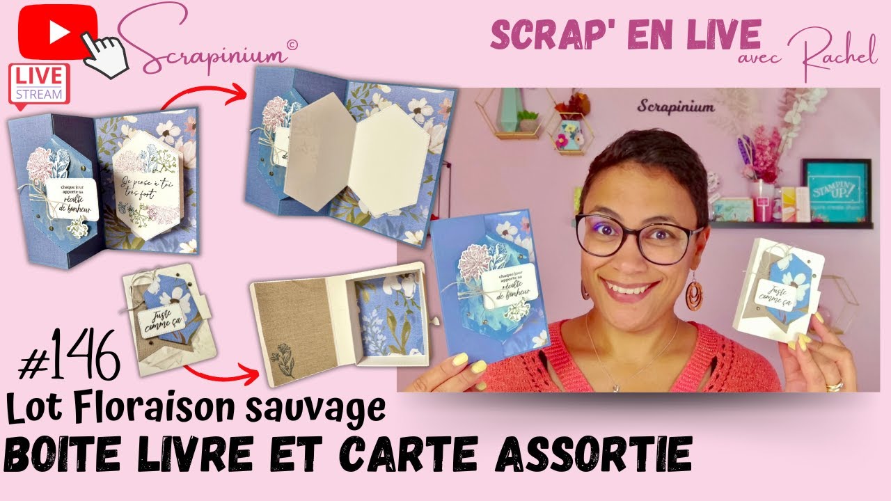 Boite livre et carte assortie - Floraison sauvage Stampin’ Up - Scrap’ en live n°146