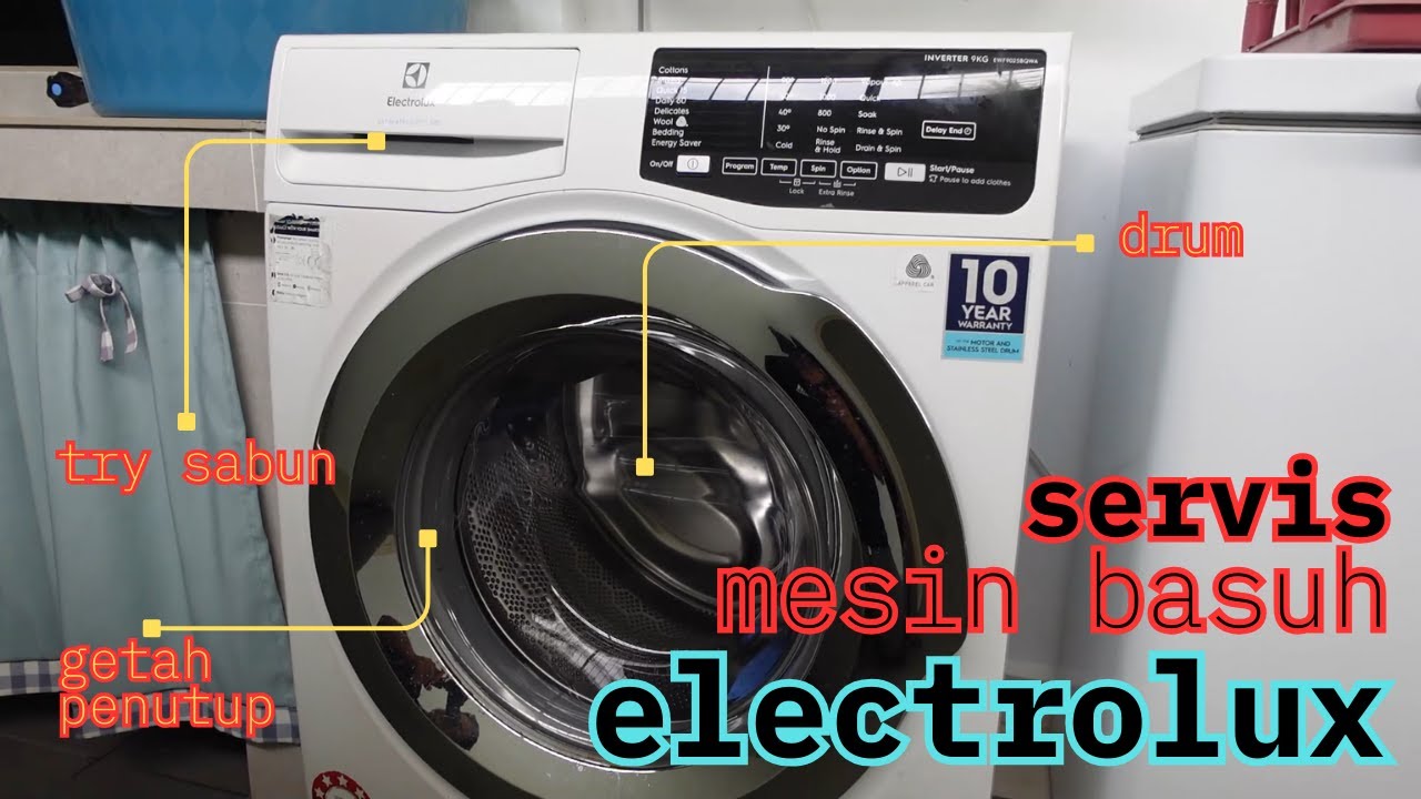 CUCI MESIN BASUH ELEXTROLUX FRONT LOAD INVERTER 9KG