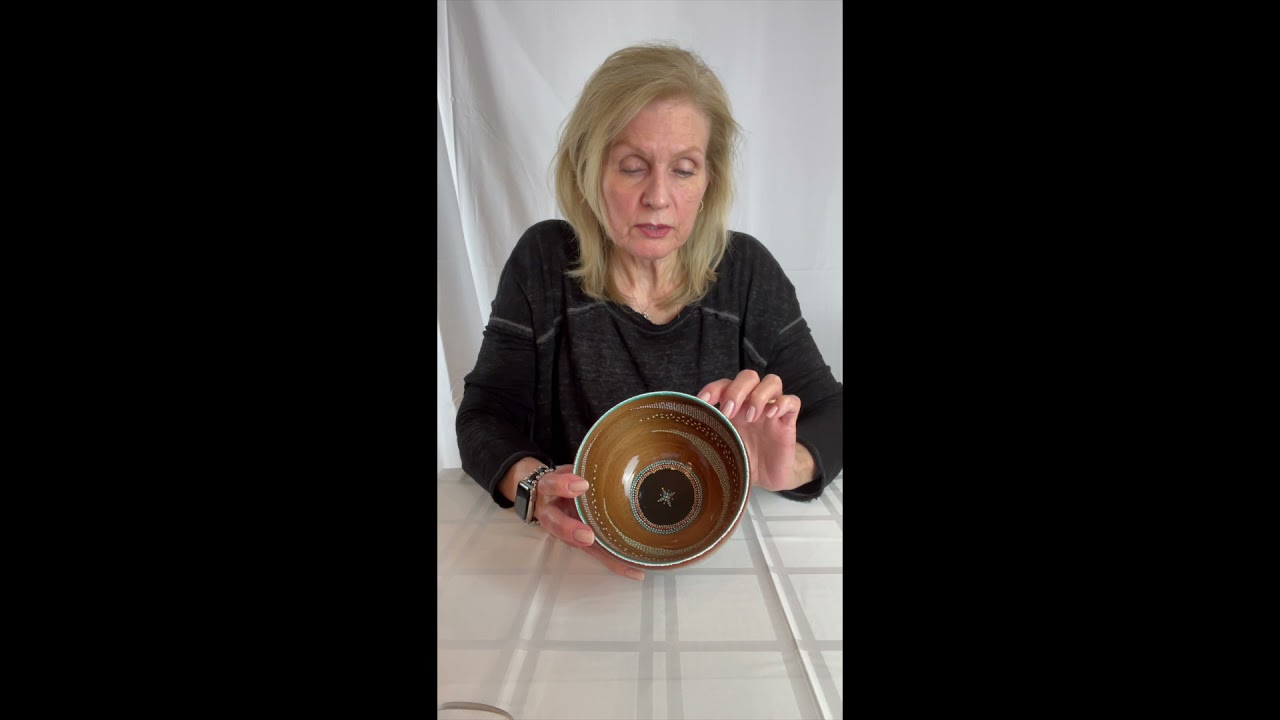 Jan Lewis Collection #1    Teal, Rust, White, Natural Bowl