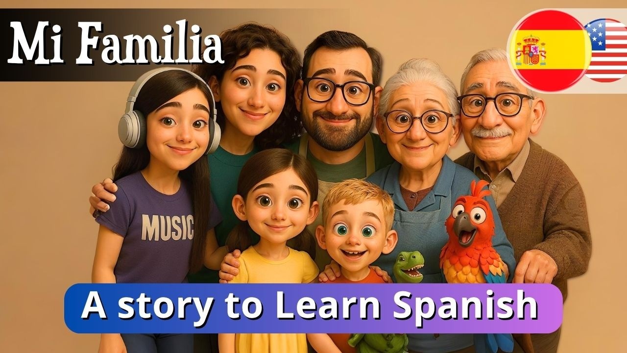 НАЧНИ Изучать ИСПАНСКИЙ с историями - 👨‍👩‍👧‍👦 Моя любимая семья (A1 A2)