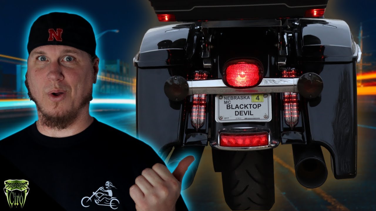 These LED lights gave the Harley a nice booty! How to install Ciro3d filler panel turn signals.