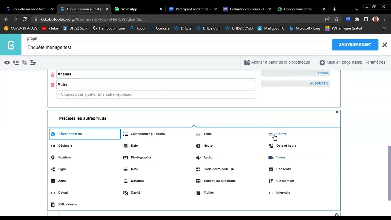 KoboToolbox : Paramétrage des questions (Sauts, Critères de validation)
