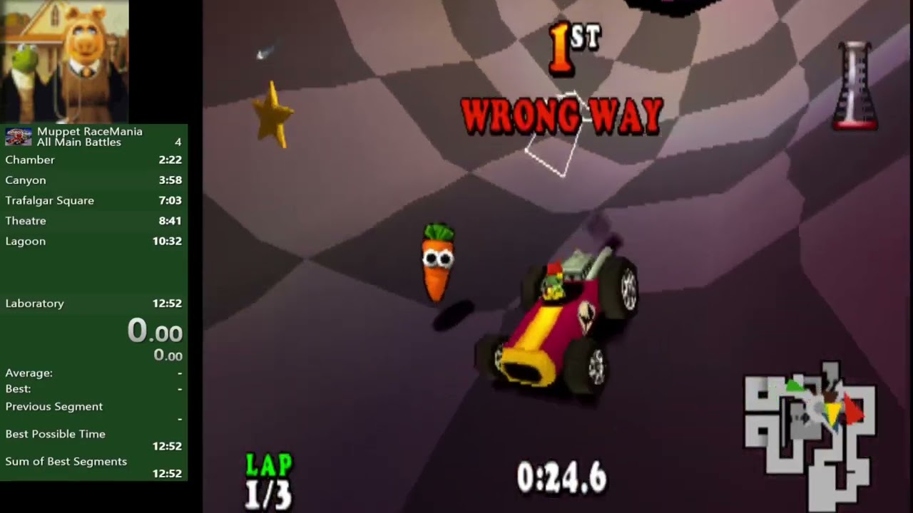 [PB] Muppet RaceMania Speedrun - Mallory Gallery Fast Lap/3 Lap (12.43/1:05.73)