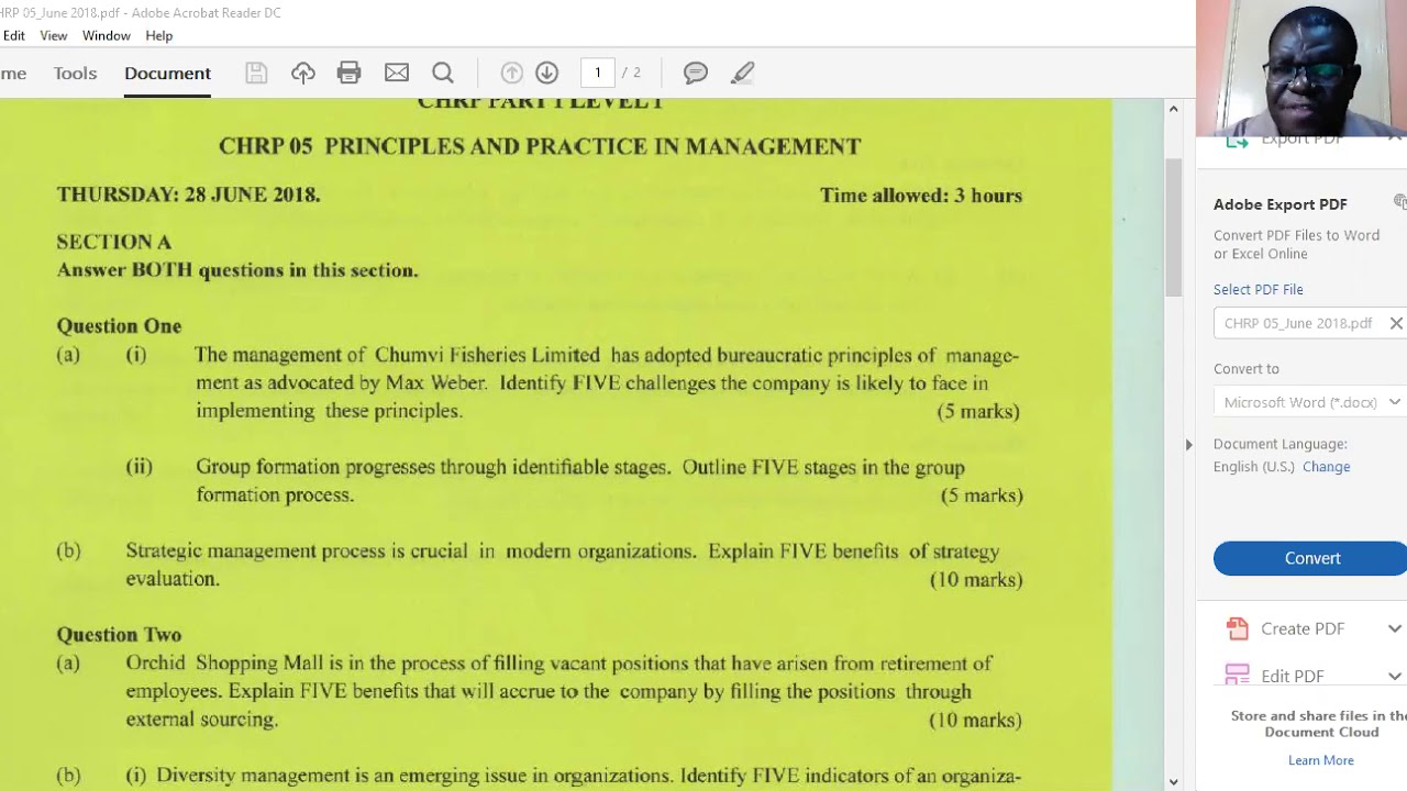 PRINCIPLES AND PRACTICE OF MANAGEMENT JUNE 2018