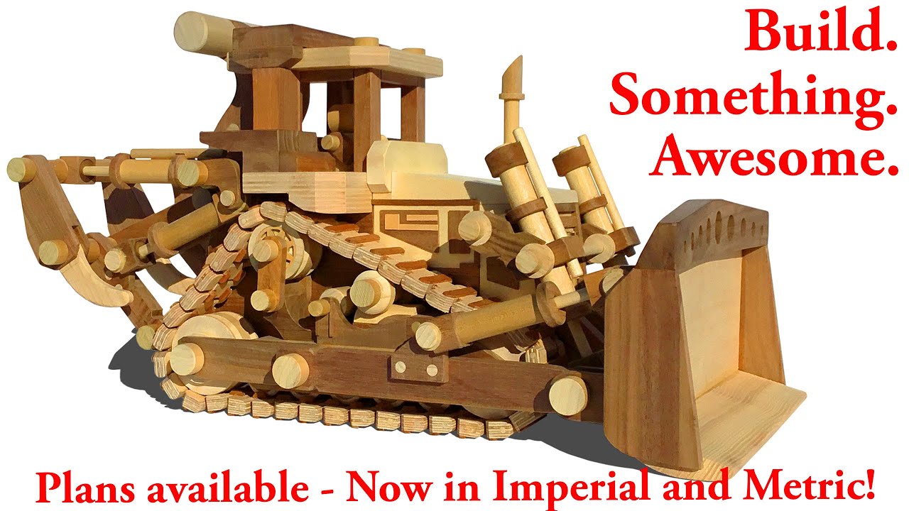 Homemade wood toy - working wooden bulldozer model #handmade  #wood  #woodworking 