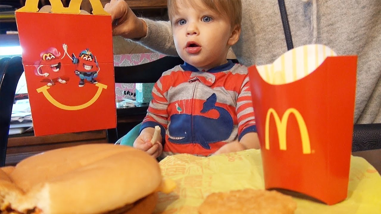 Baby's First McDonald's Happy Meal! Micah Tries for the First Time!