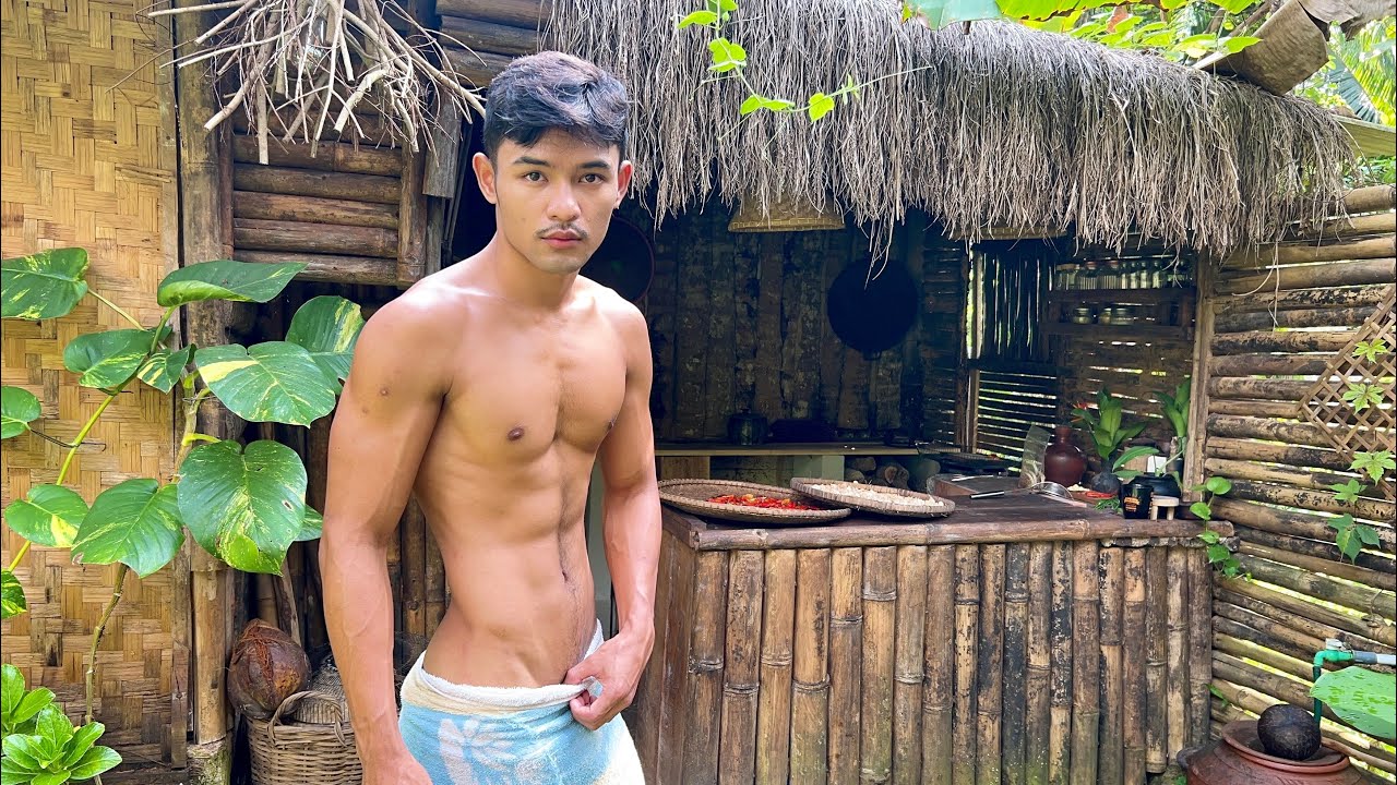 Daily life young man in a traditional Indonesian village