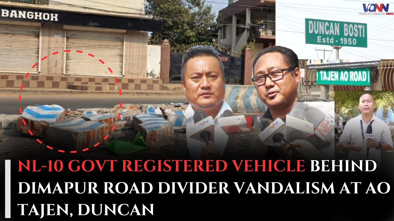 NL-10 GOVT REGISTERED VEHICLE BEHIND DIMAPUR ROAD DIVIDER VANDALISM AT AO TAJEN, DUNCAN