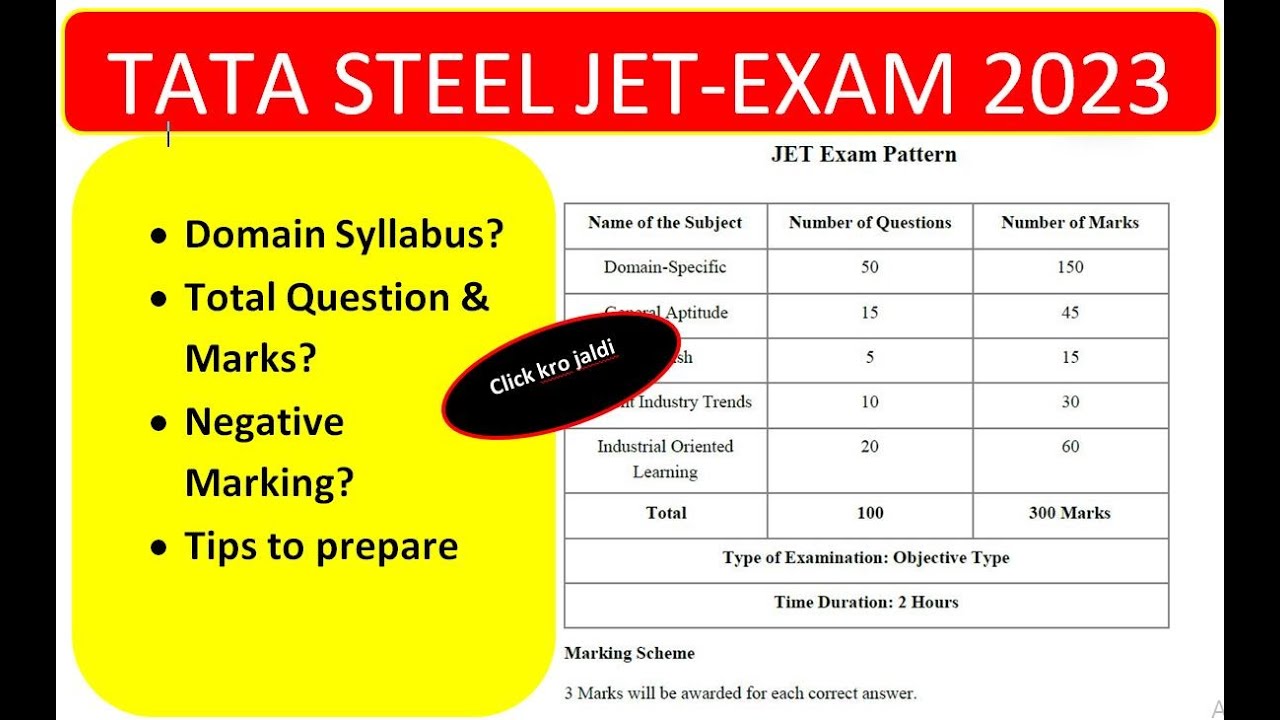 TATA STEEL JET Exam Syllabus & Exam Pattern 2023 l Tips for preparation with good marks l #tatasteel