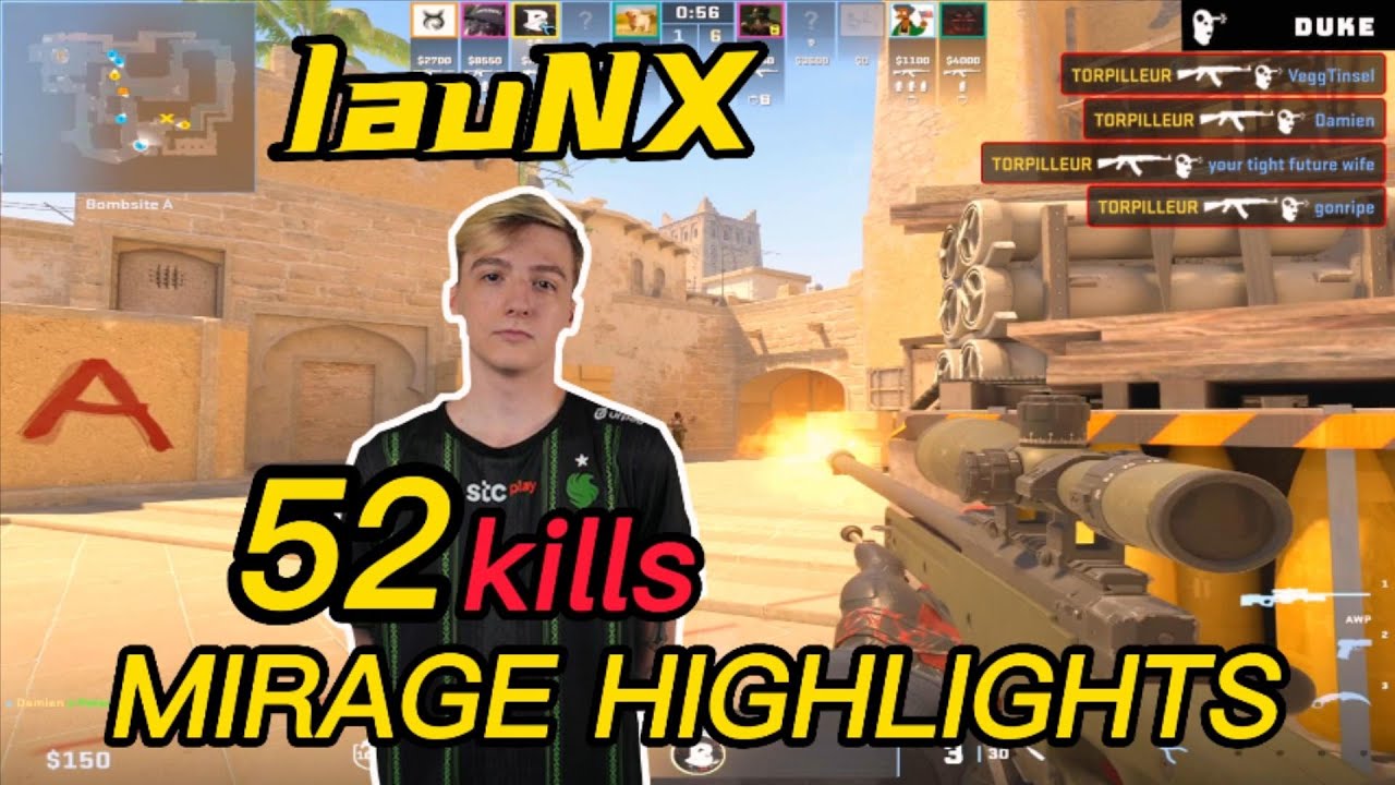 lauNX CS2 MIRAGE POV - 52Kills - Official  - 8 Quadro Kills - CS2 lauNX POV!