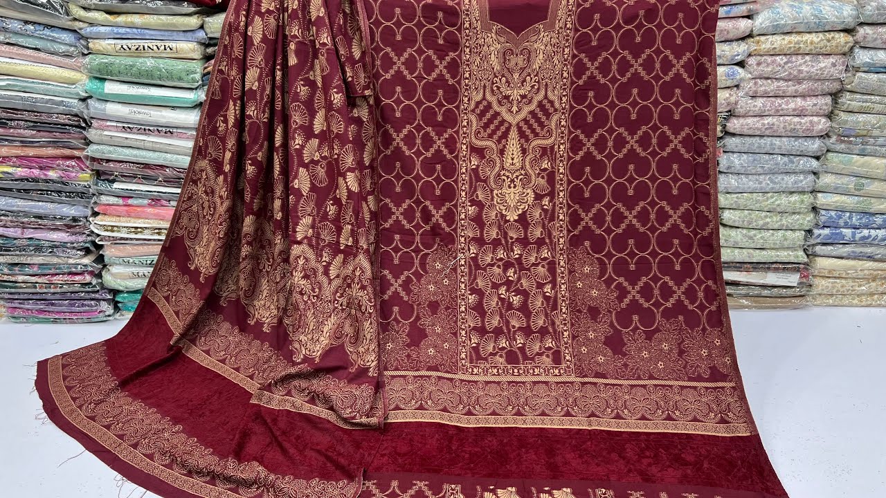 Leather Peach Velvet | Barosha 3 Piece Suits | Velvet Shawl | Winter Collection | Charizma | Nureh