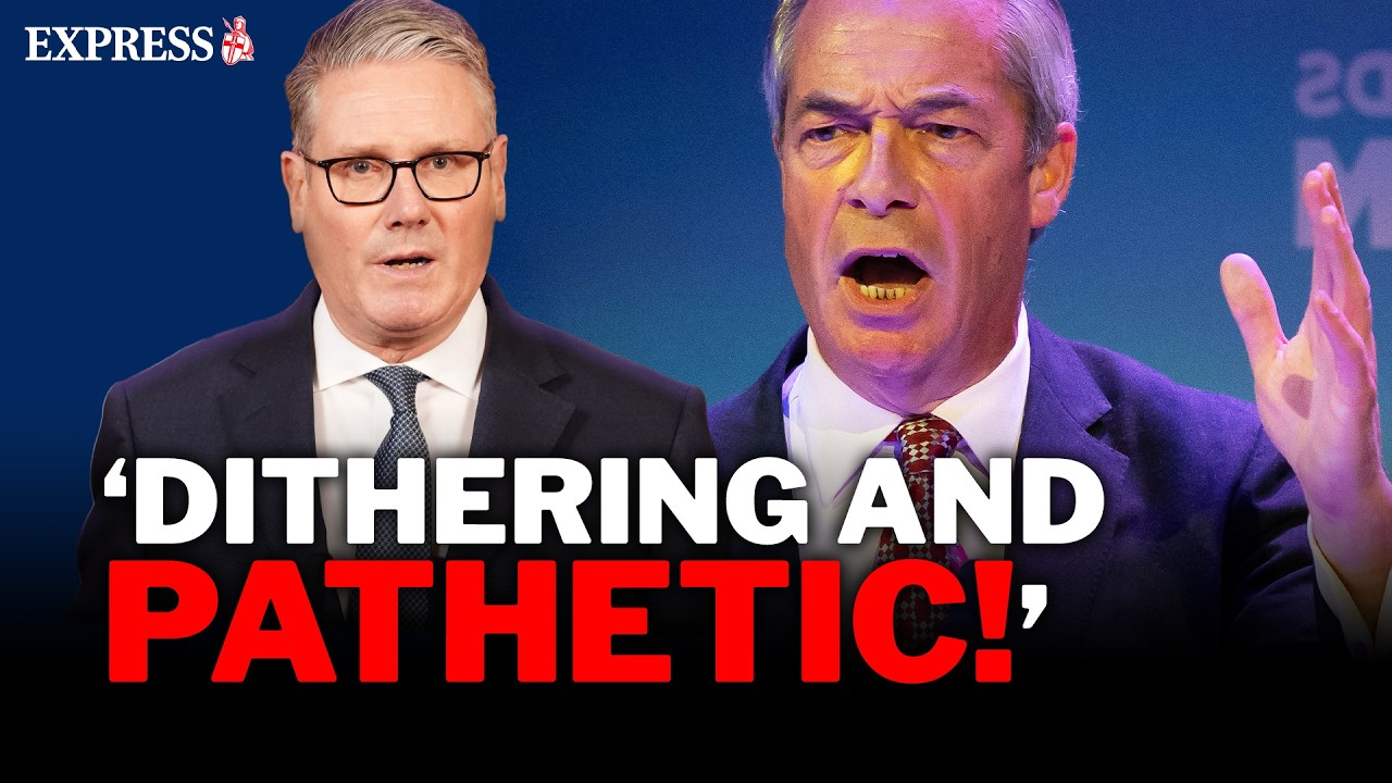 'HE'S A ROBOT!' - Farage’s BRUTAL takedown of Starmer prompts FURIOUS heckler confrontation