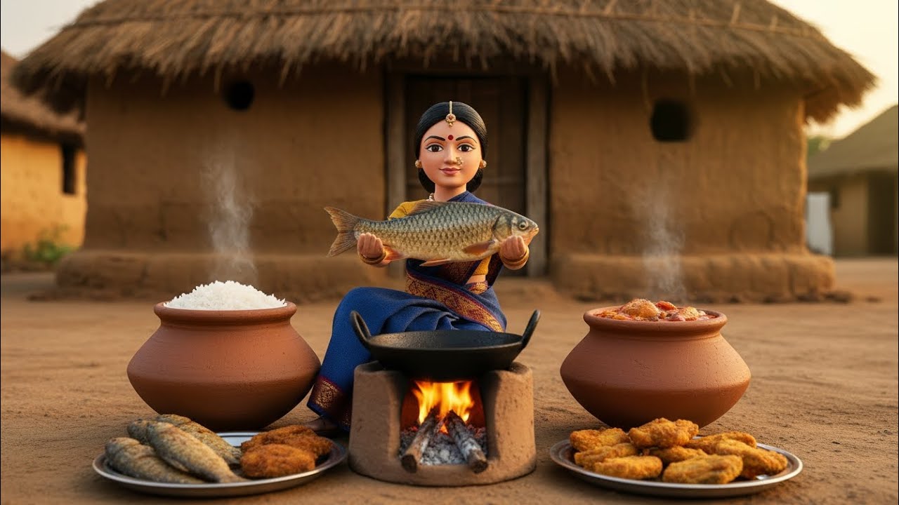 Miniature Doll Cooking Tasty Fish Curry ASMR| Indian Village Traditional 