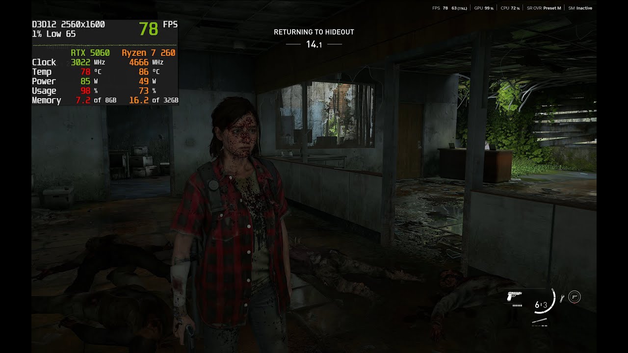 The Last of Us Part II - Legion 5 (RTX 5060 + Ryzen 7 260) | DLSS 4.5 (Low-Medium Settings)
