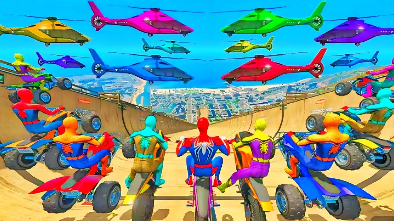 Rainbow Spiderman vs Longest Ramp in GTA 5 - Jumping from Highest in GTA 5 #1